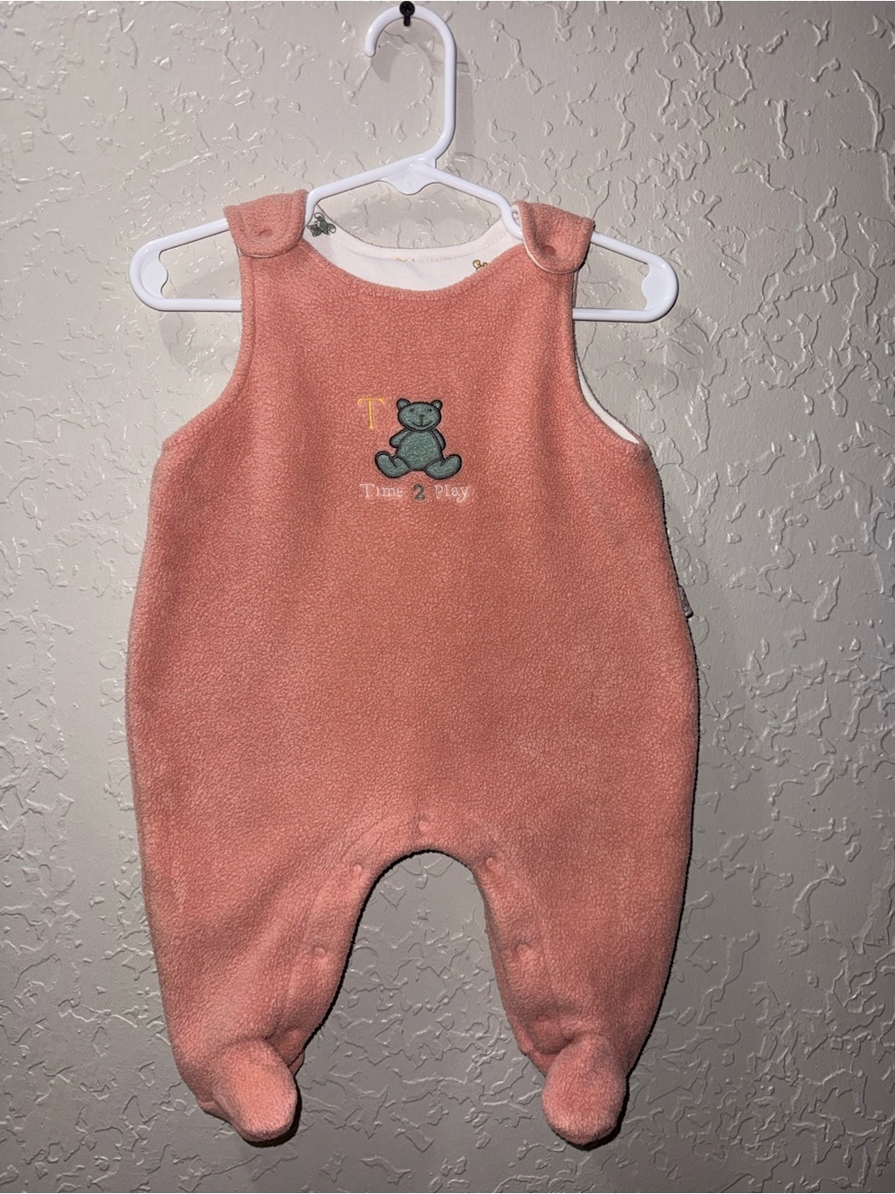 Vintage Gap "Time 2 Play" Teddy Bear Fleece Romper / Footie (Size Newborn)